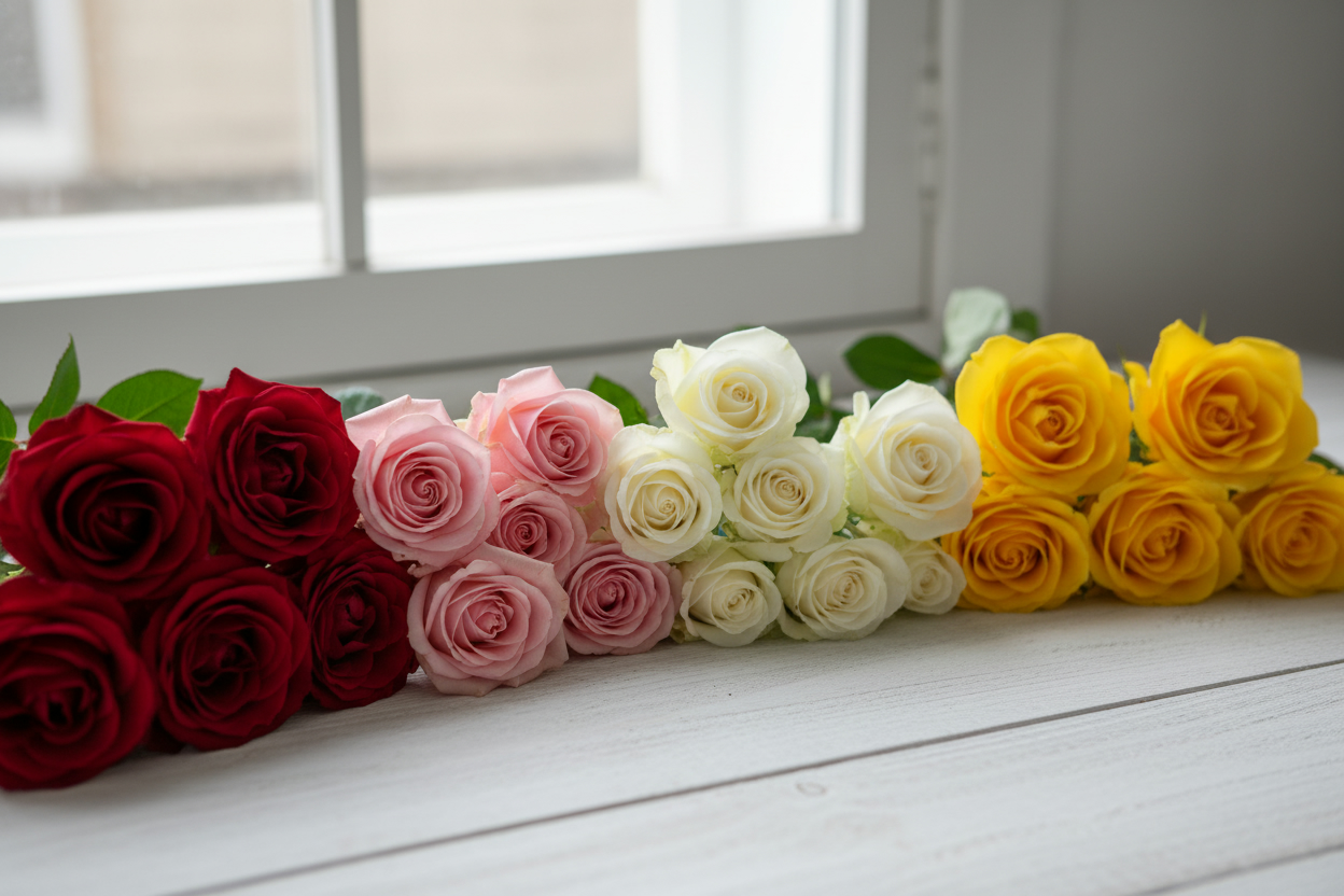 Roses colorées et symbolique des fleurs